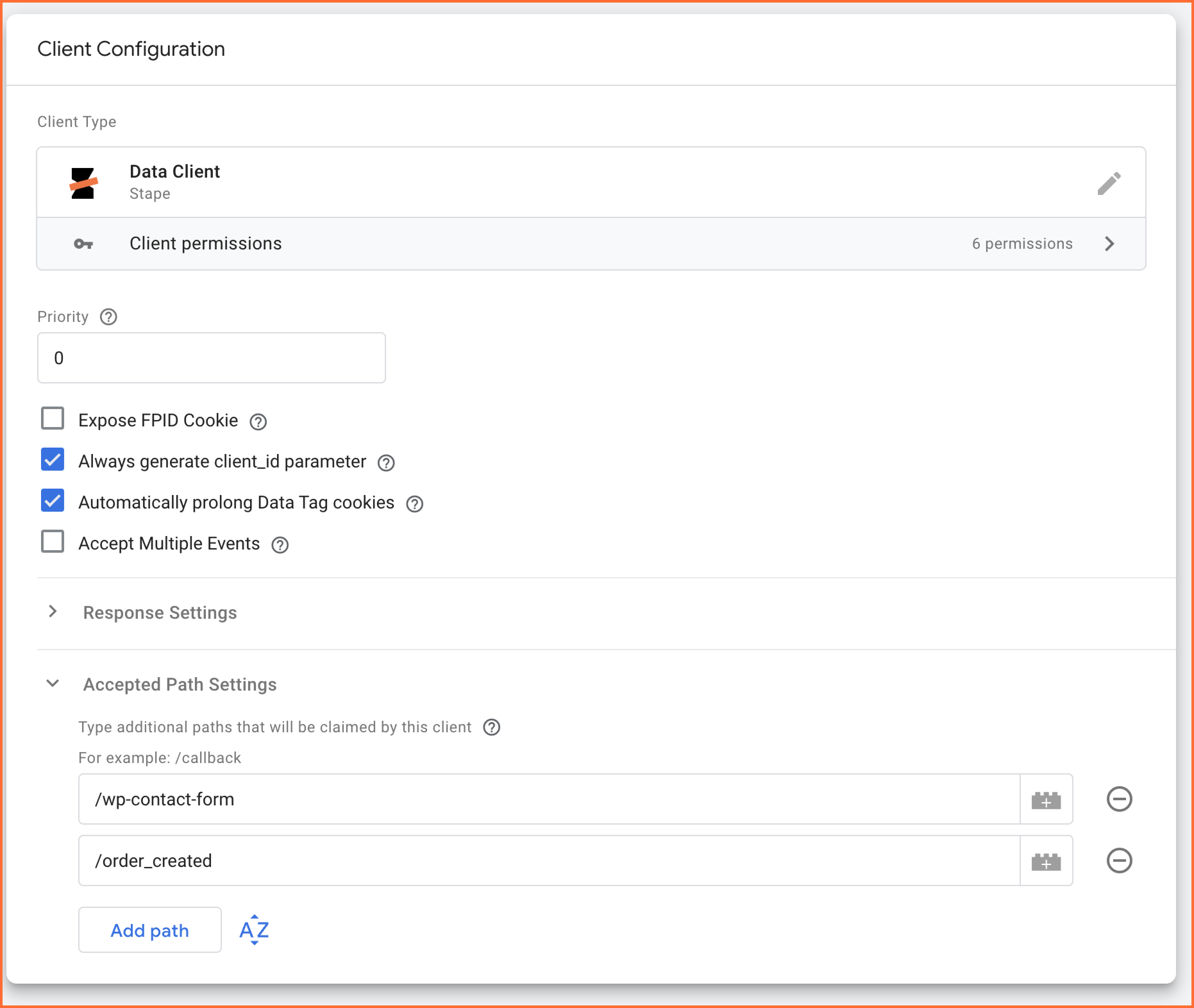 Client configuration