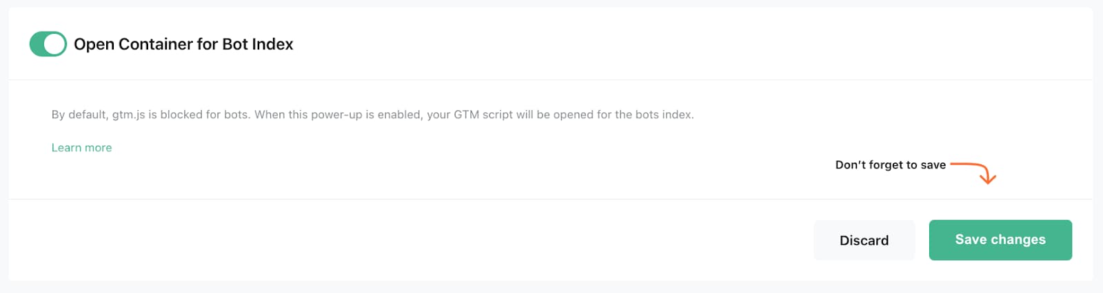 Open Container for Bot Index