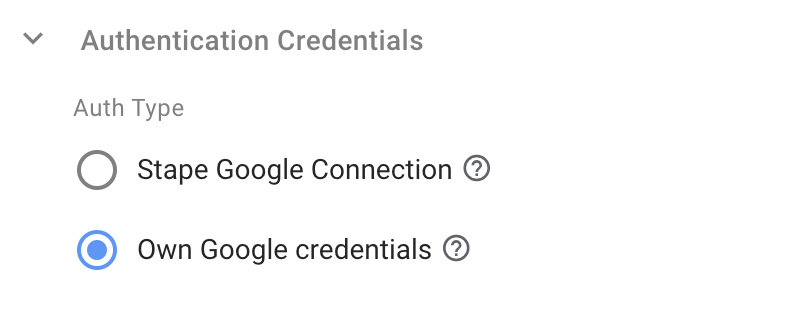 Own Google credentials