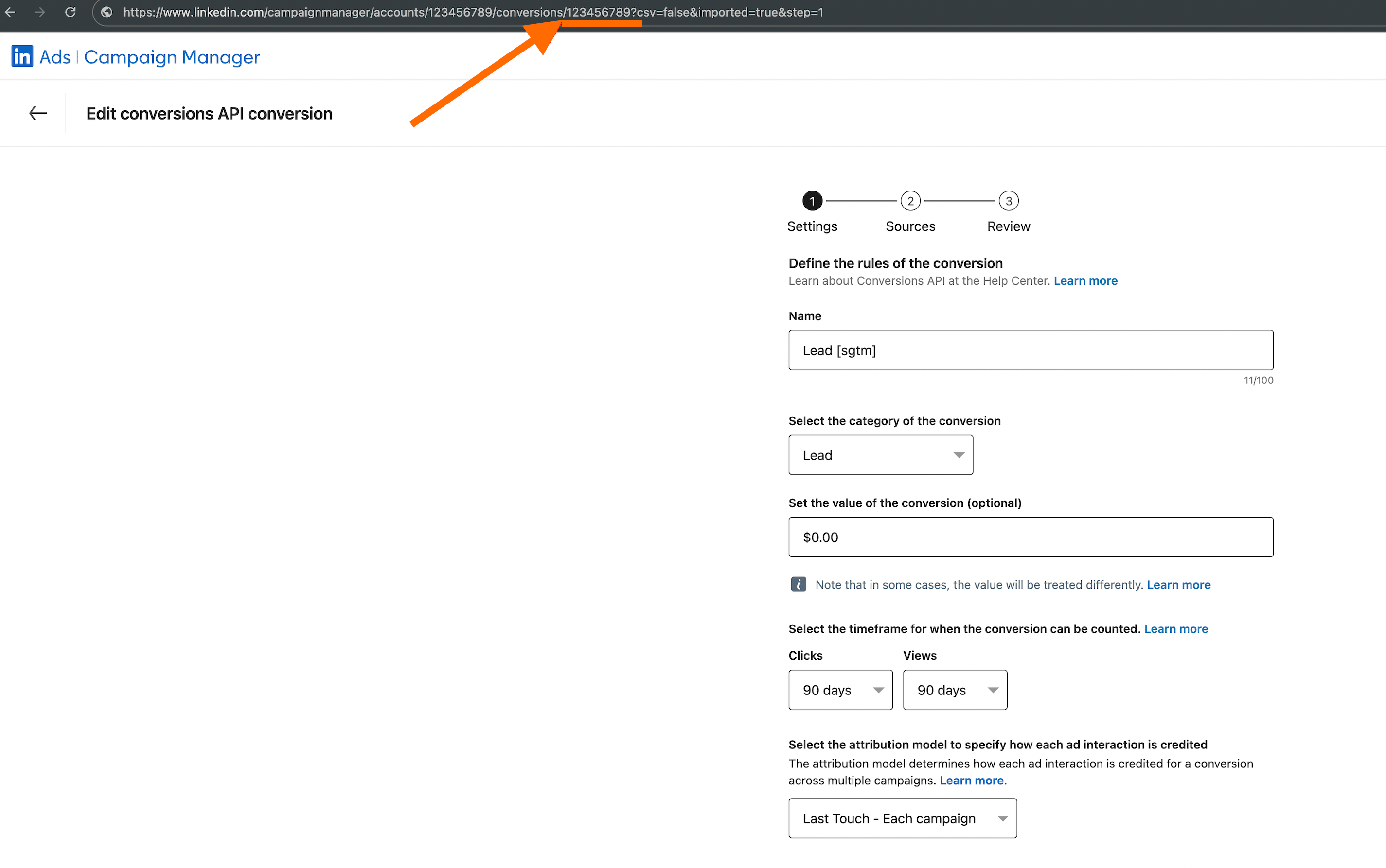 Conversione Linkedin Ads API
