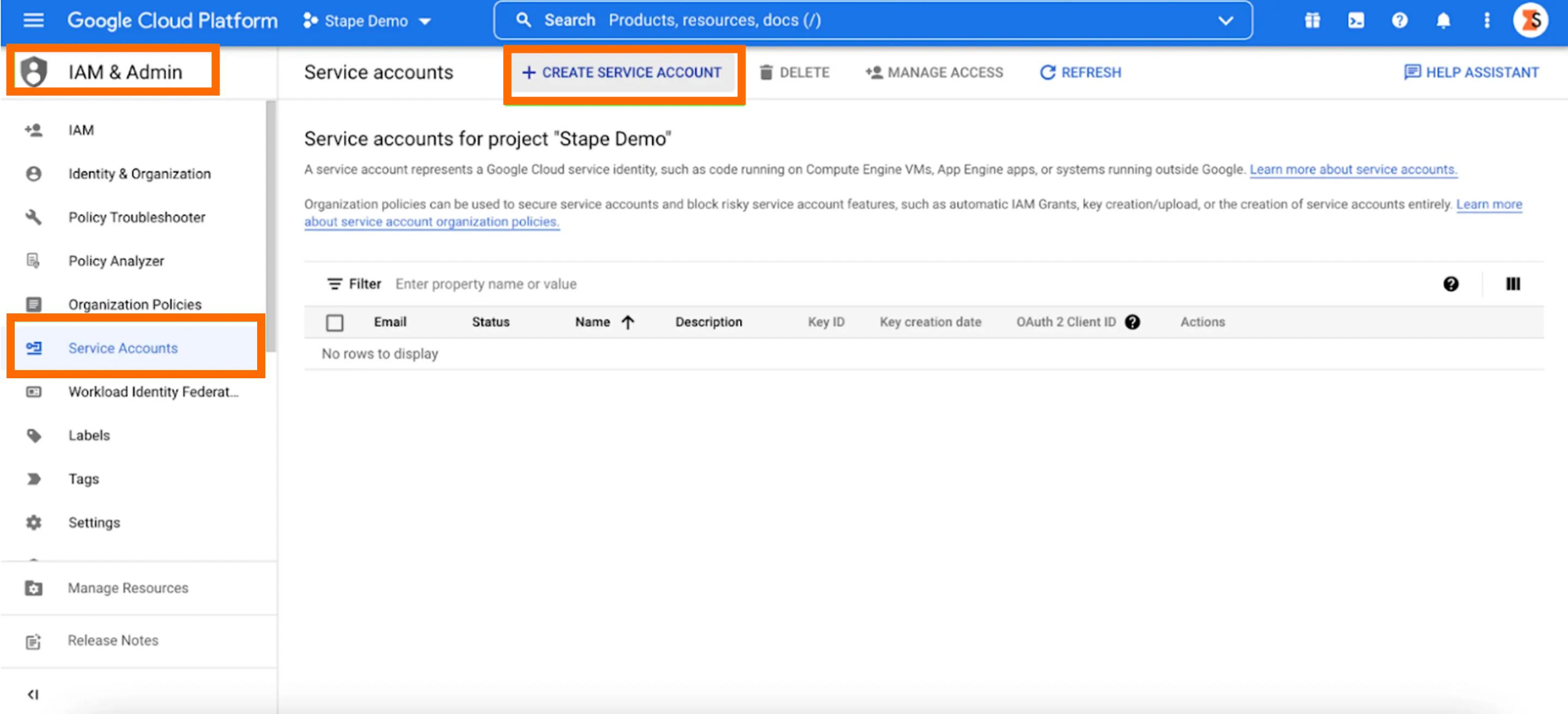 google service account