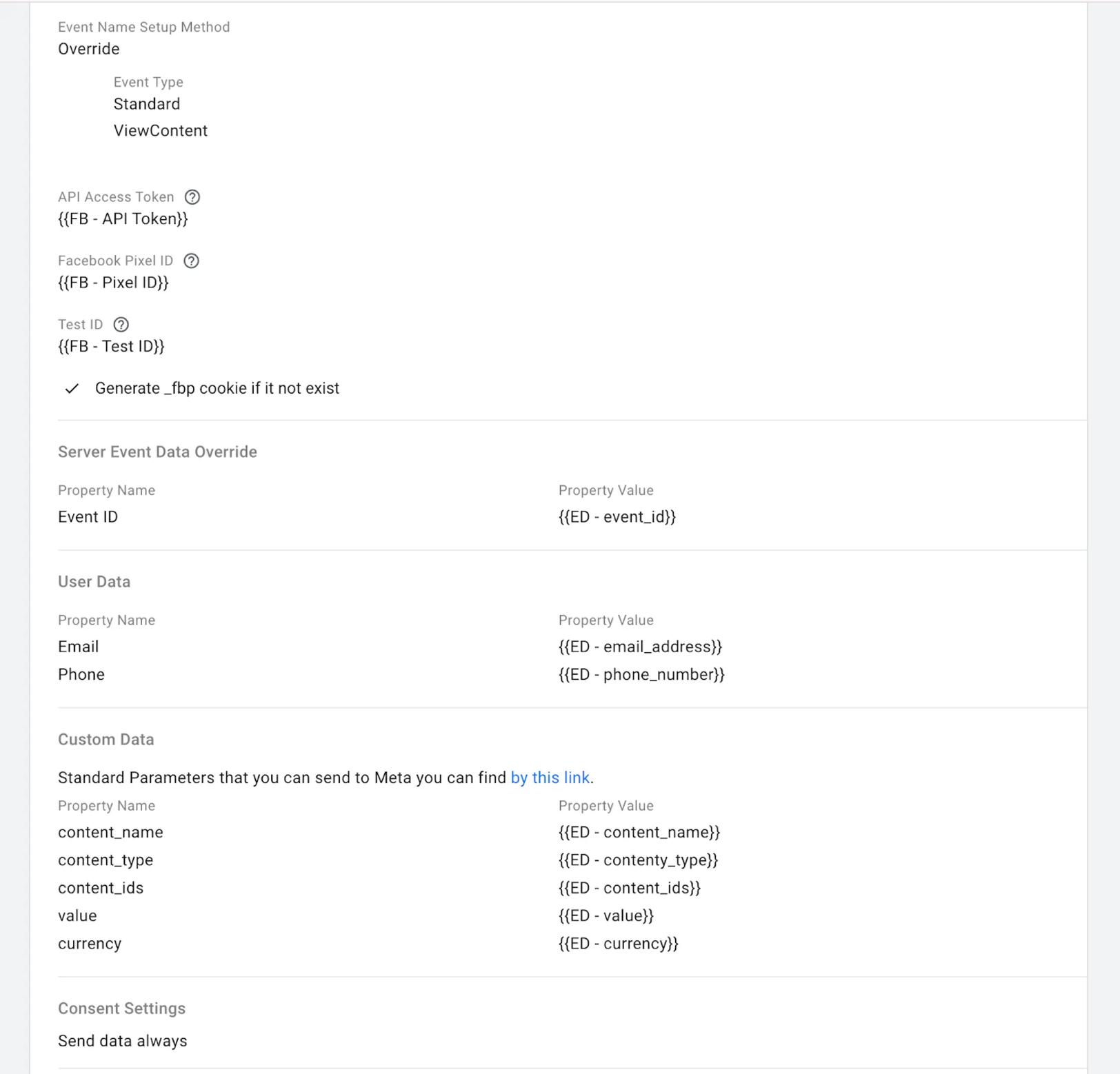 Tag configuration