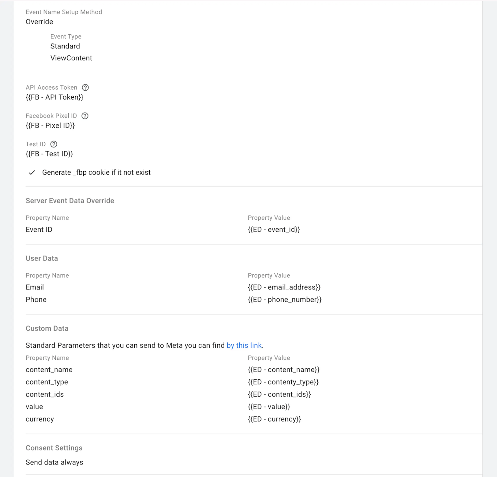 Tag configuration
