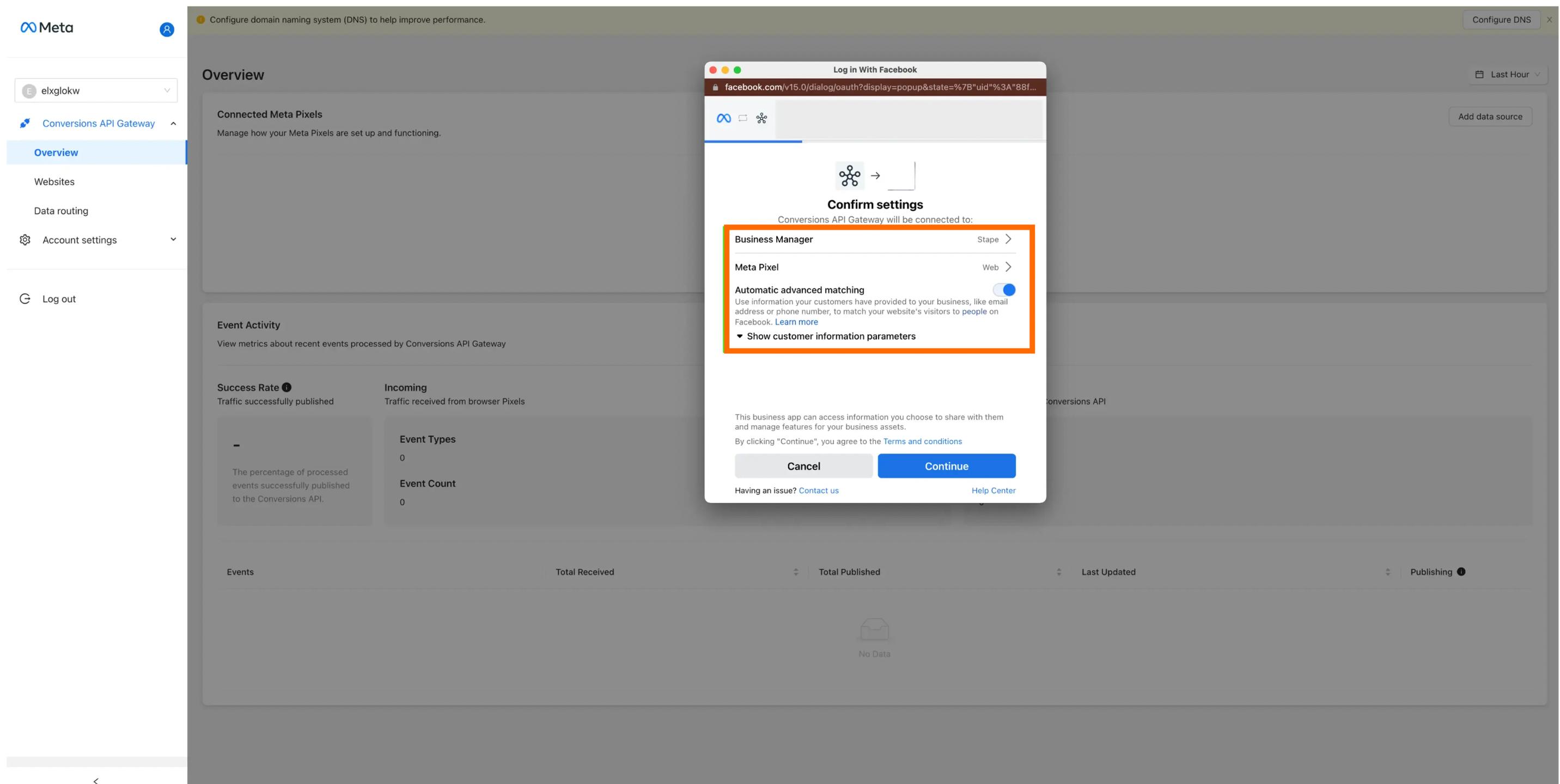 Increase event match quality for Meta Conversions API Gateway