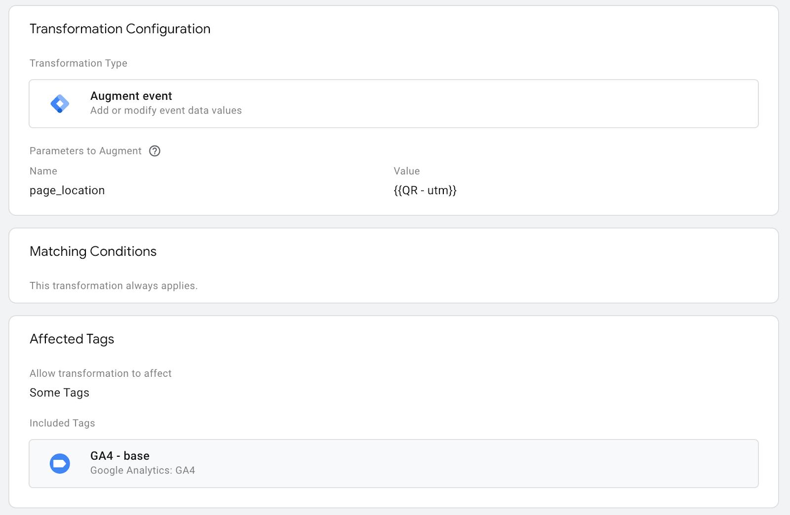 Transformation configuration