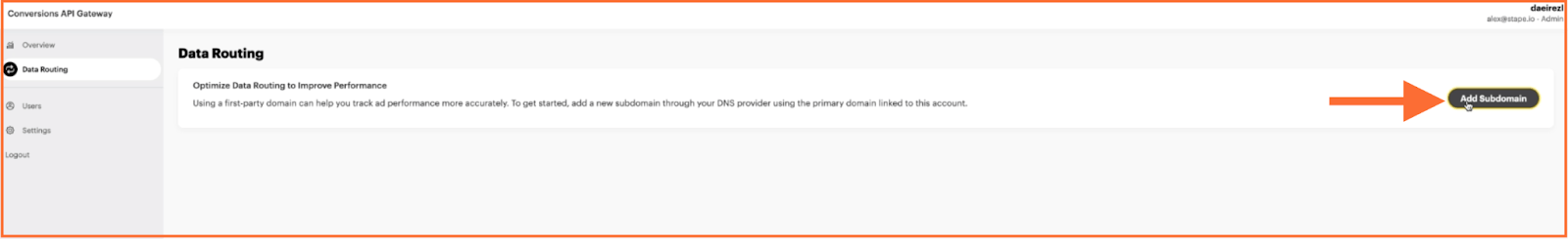 Click "Add Subdomain"