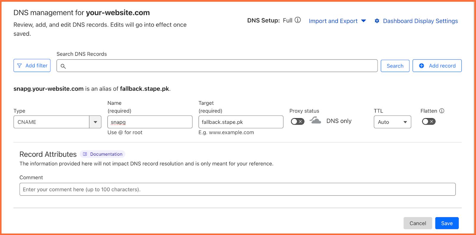 Set DNS records