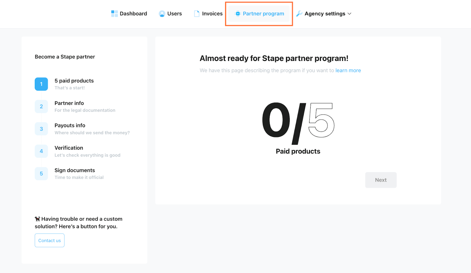 Cliquez sur Partner program.