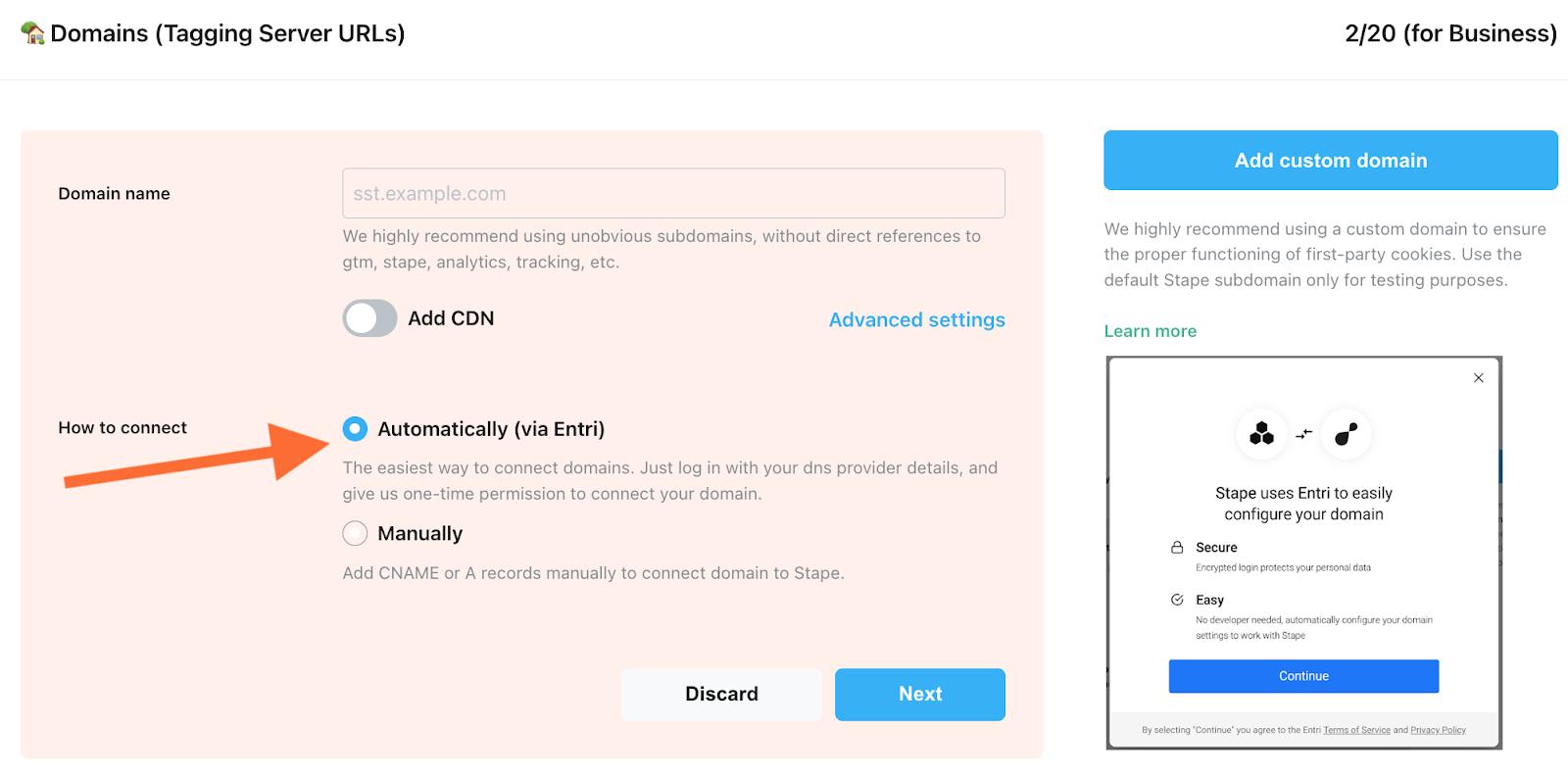 Auto-connect your custom domain