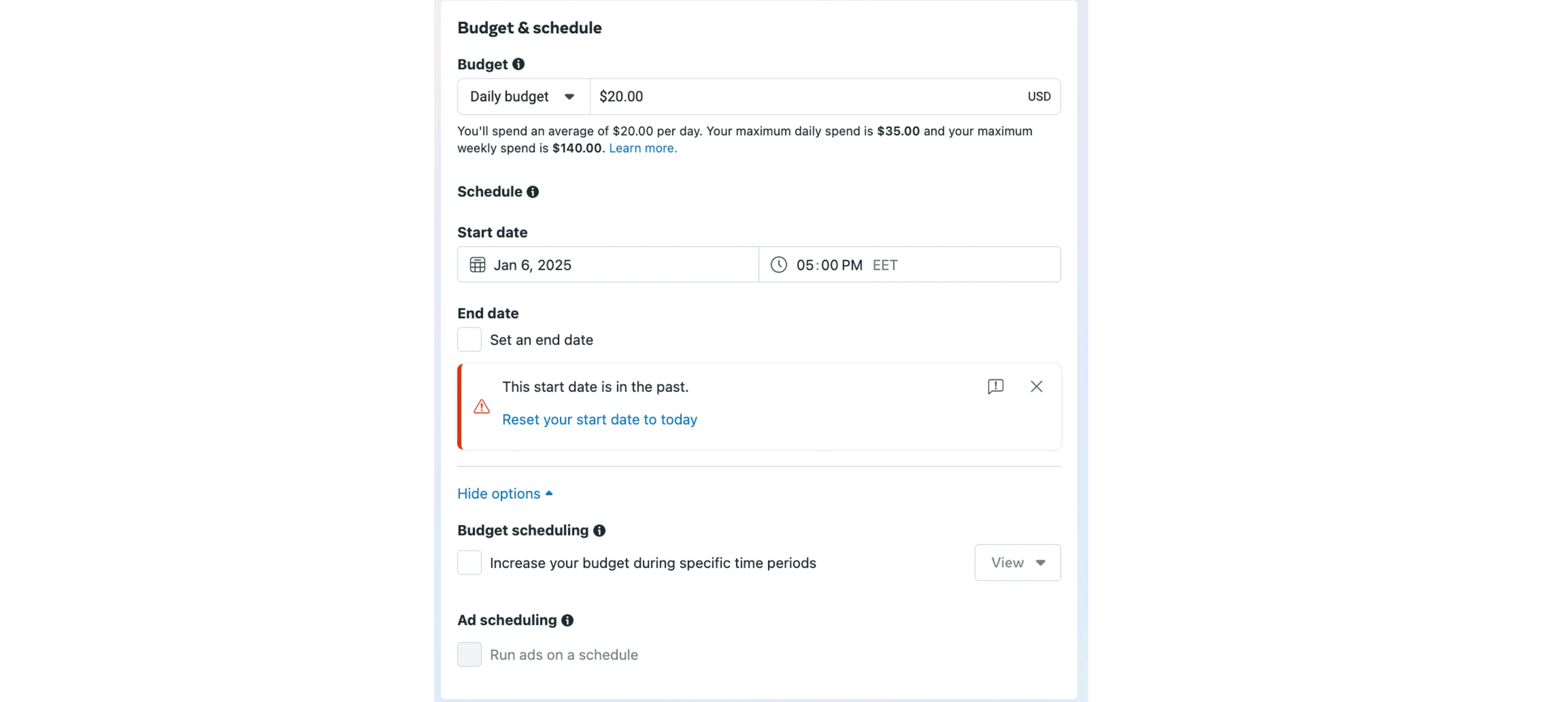 Budget and schedule