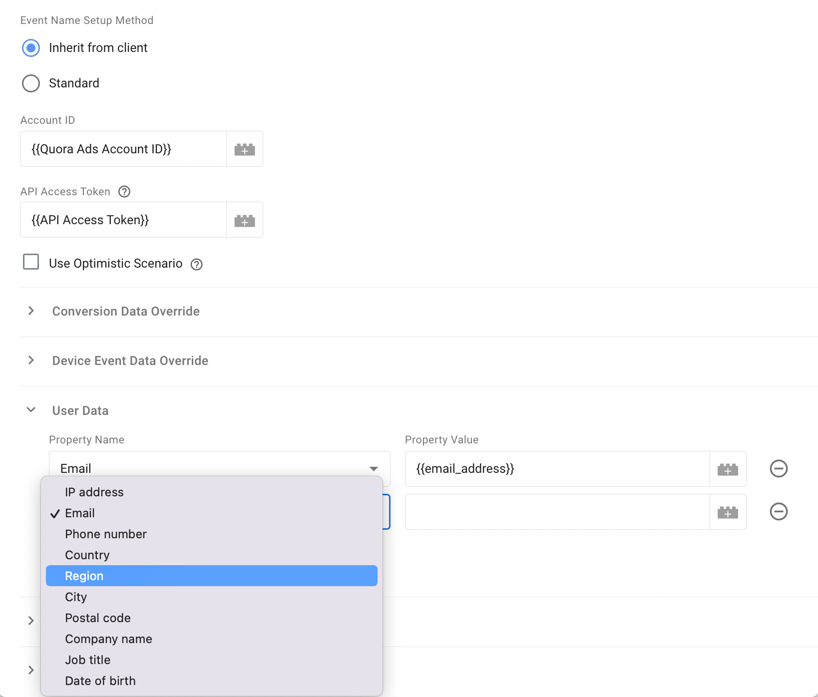 Add user data