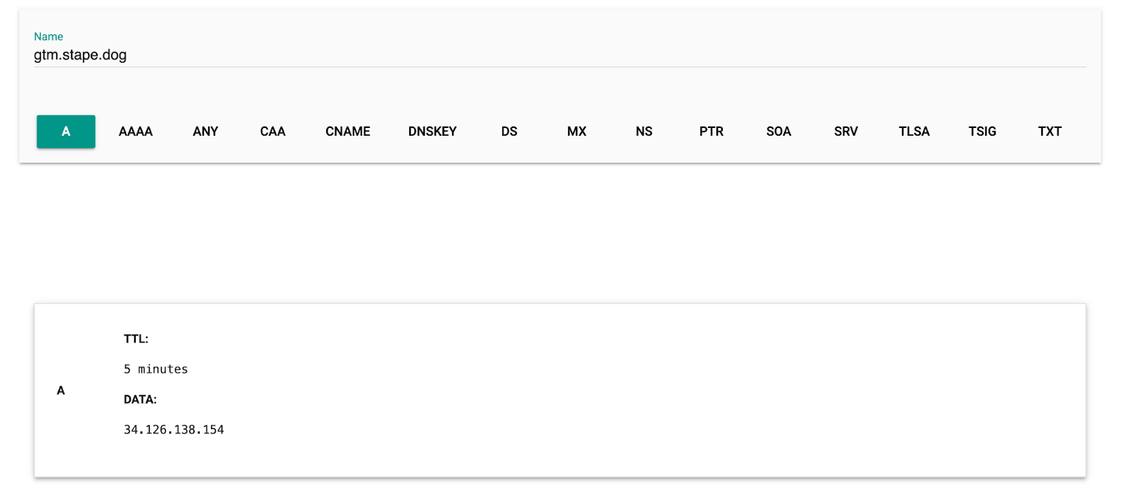 Google Admin Toolbox service called Dig