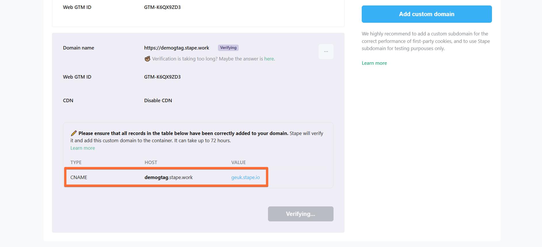 Three main reasons why a subdomain may not verified