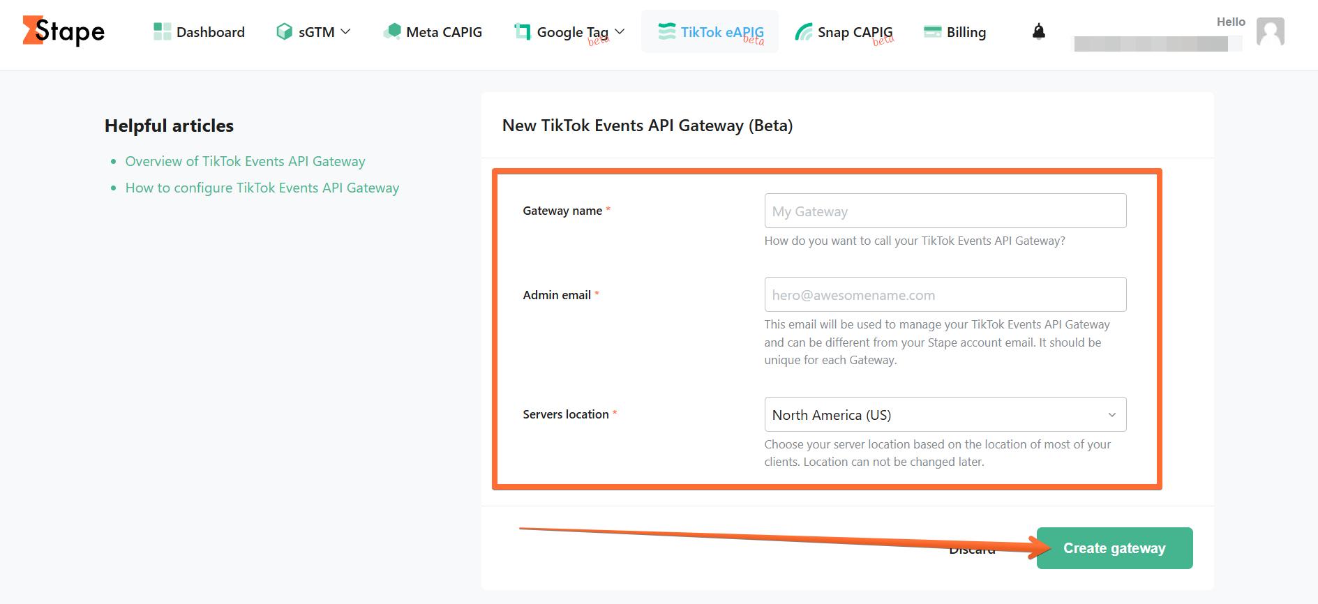 Fill in the required fields