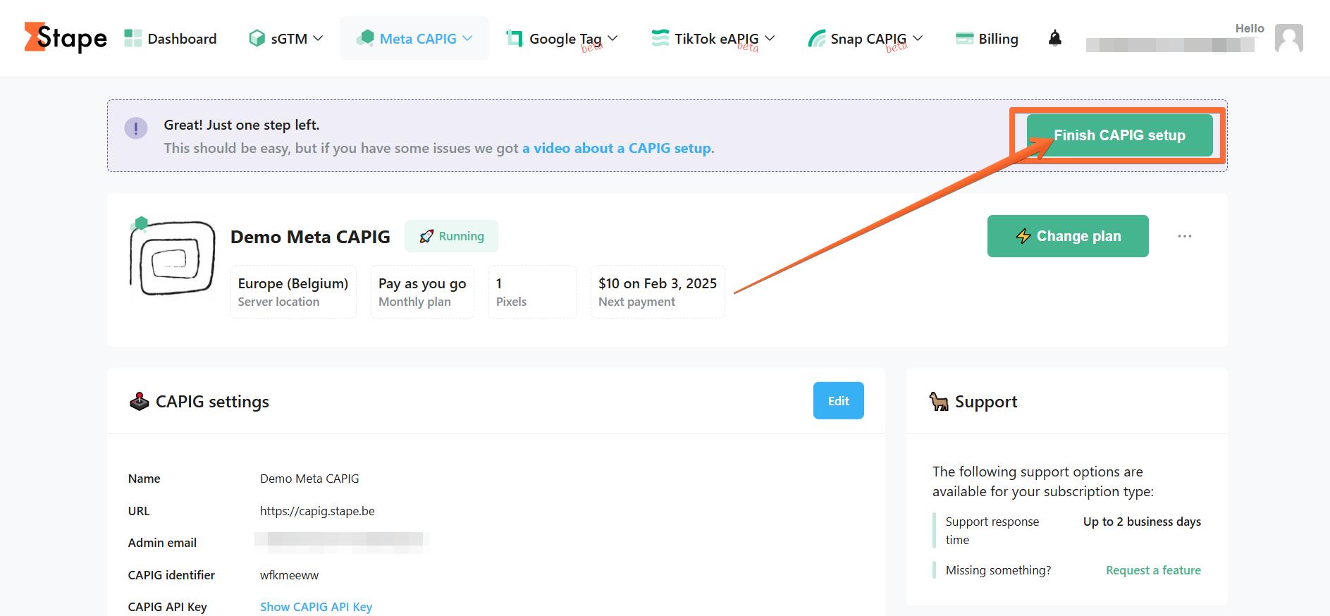 Click Finish CAPIG Setup