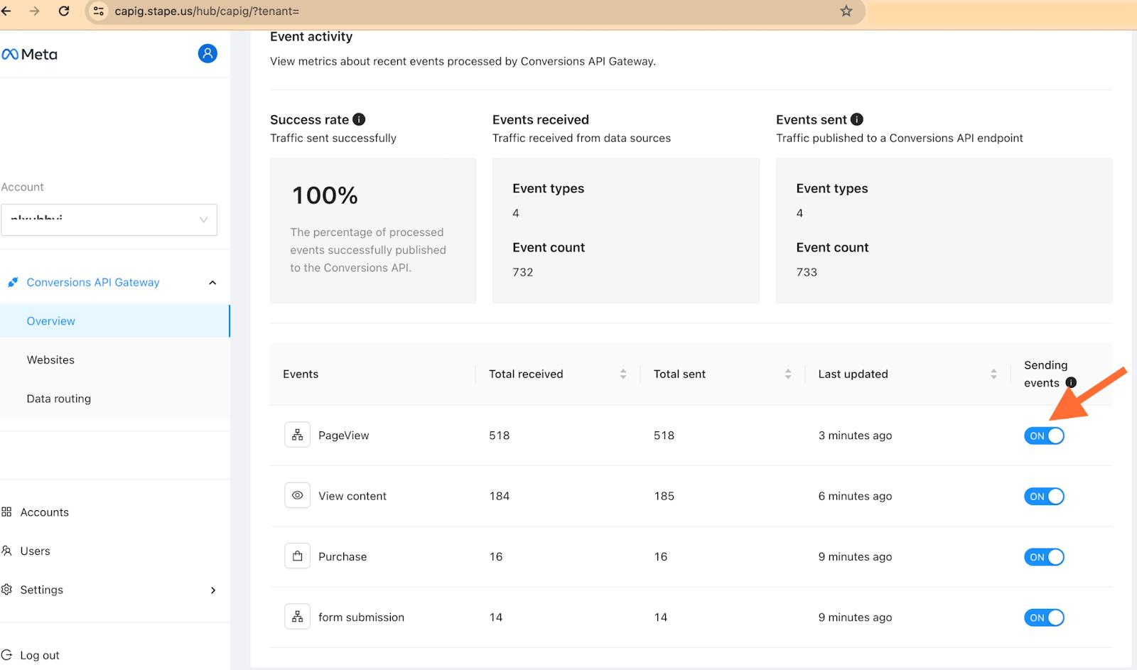 meta capi gateway config