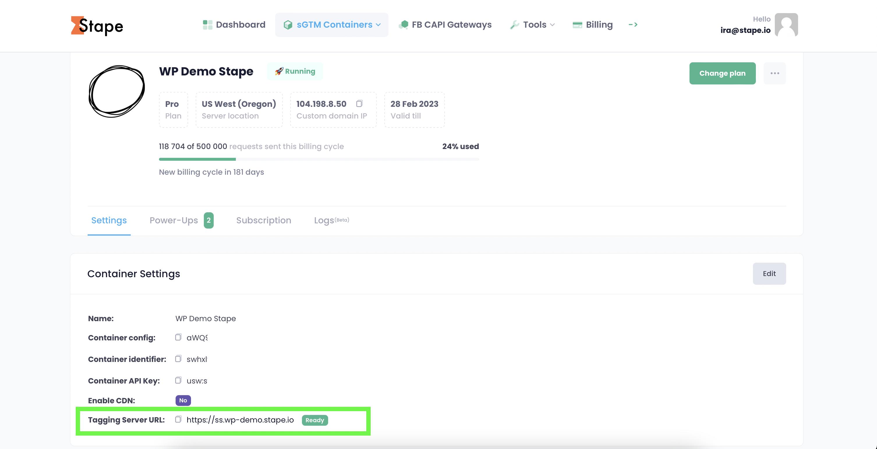 Tagging Server URL on Stape