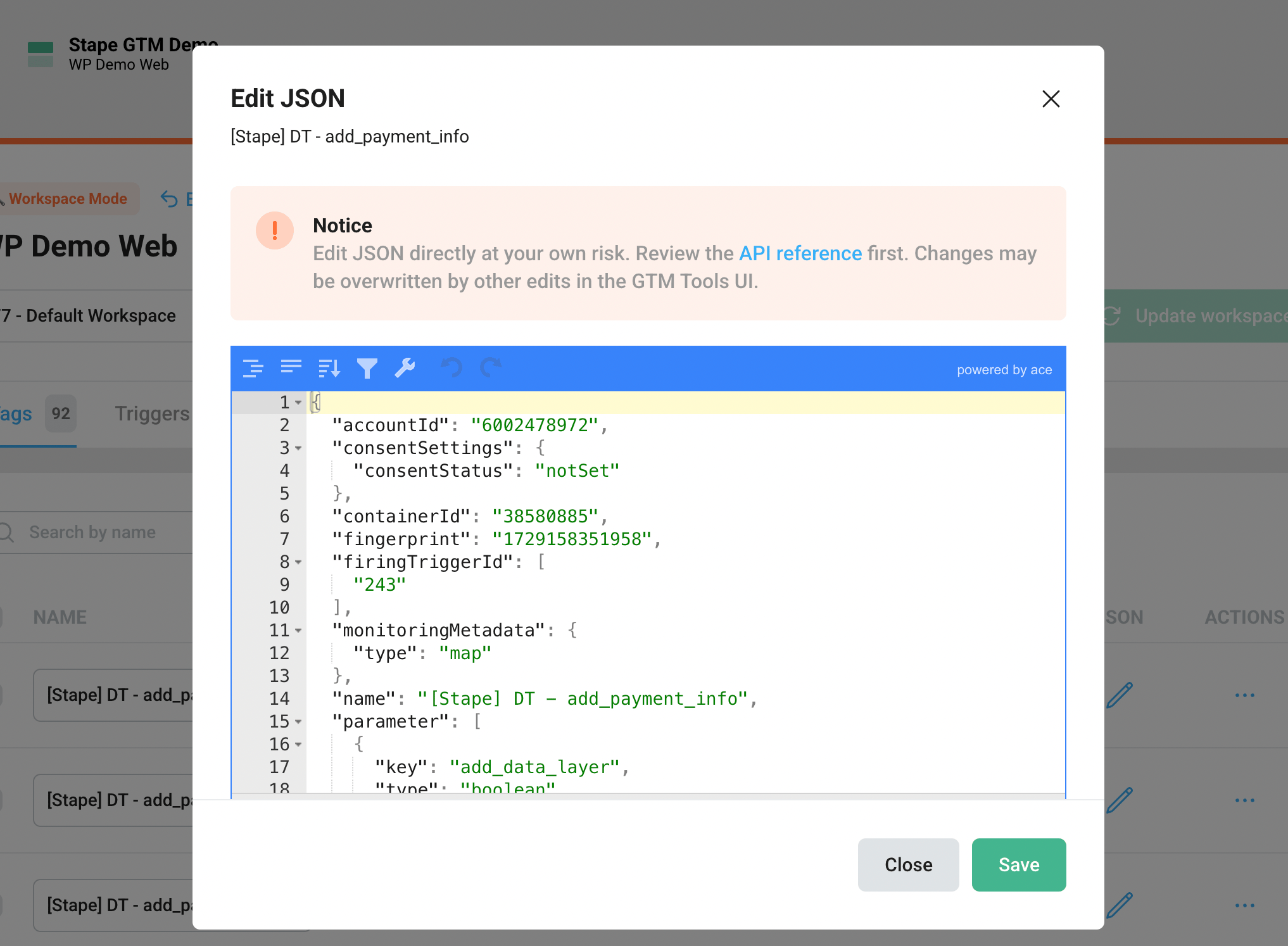 Modifica JSON