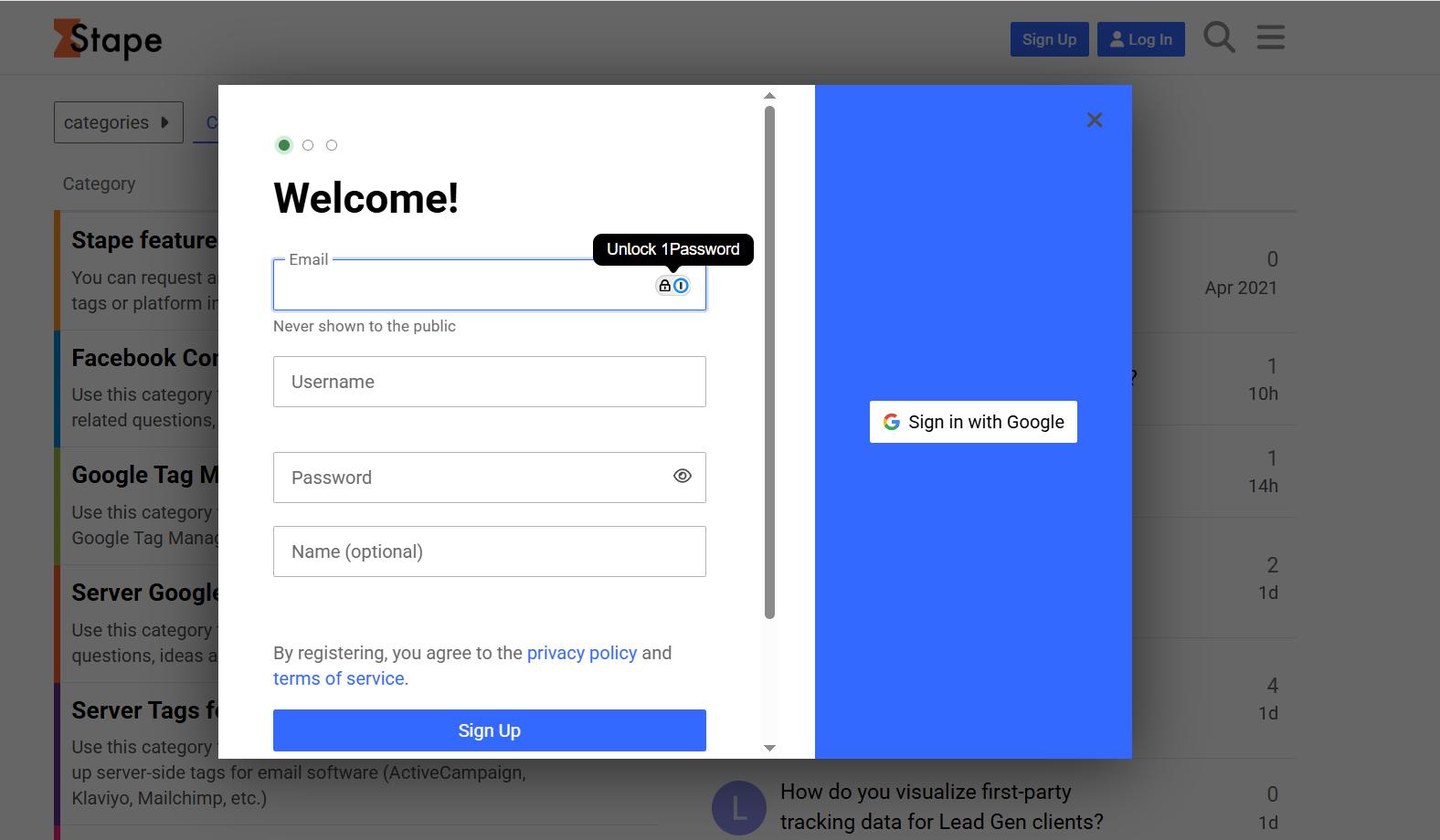 Create an account