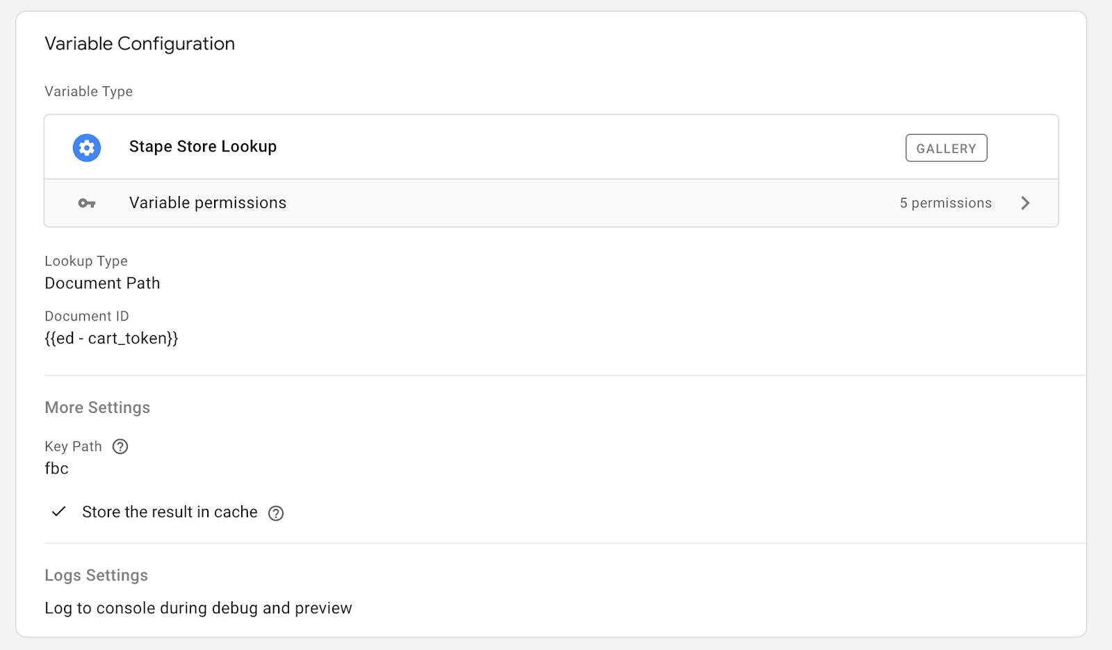 Stape Store Lookup variable