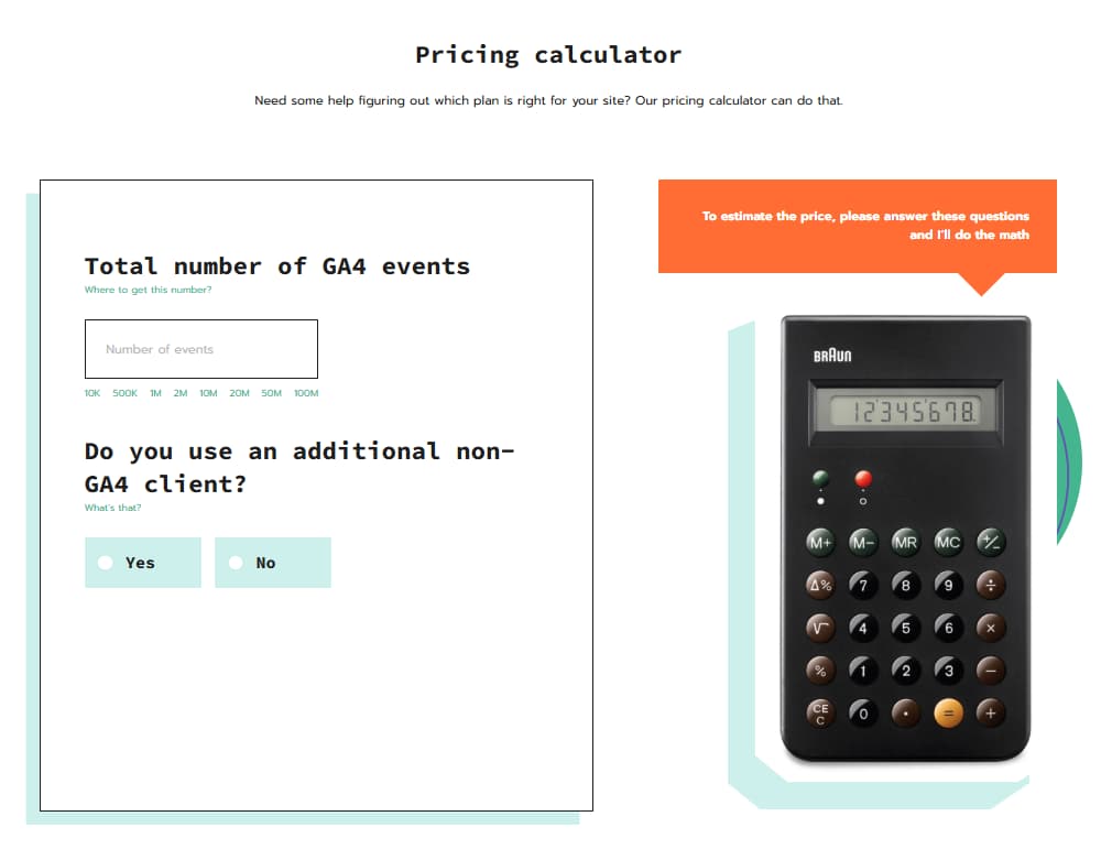 Pricing calculator