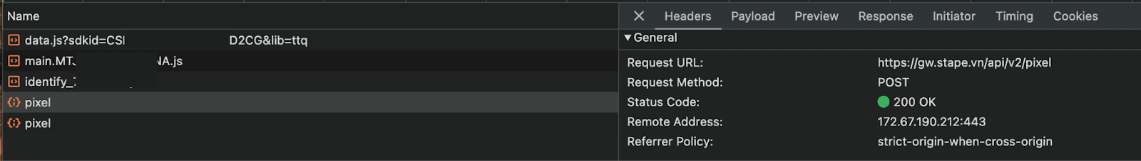 Check that events were sent to your Events API Gateway URL (look at the screenshot below)