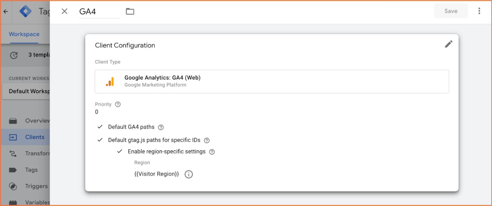 Create Google Analytics 4 client in server GTM container