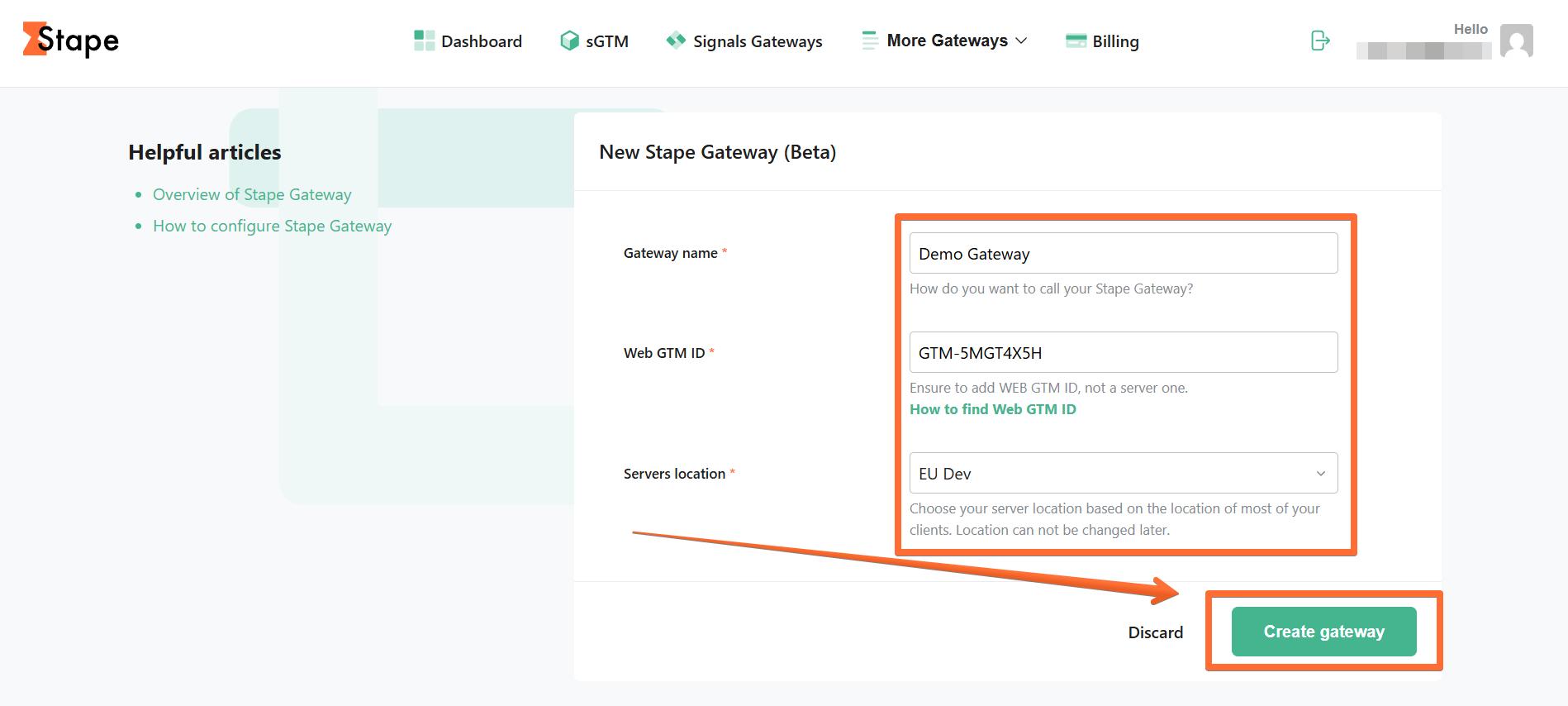 Fill in the required fields