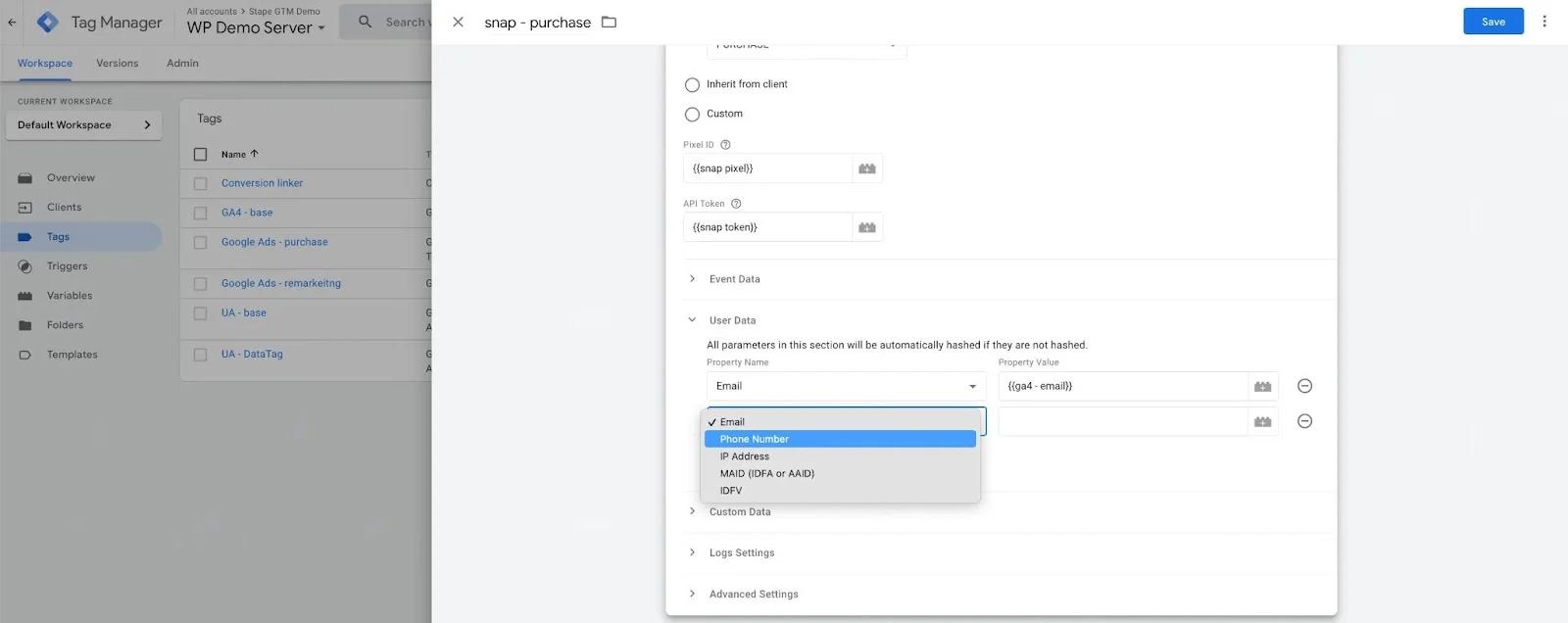 Add user and event data