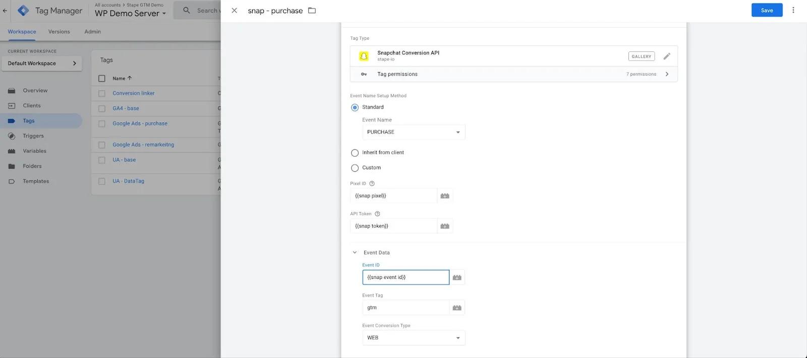 Adding event data
