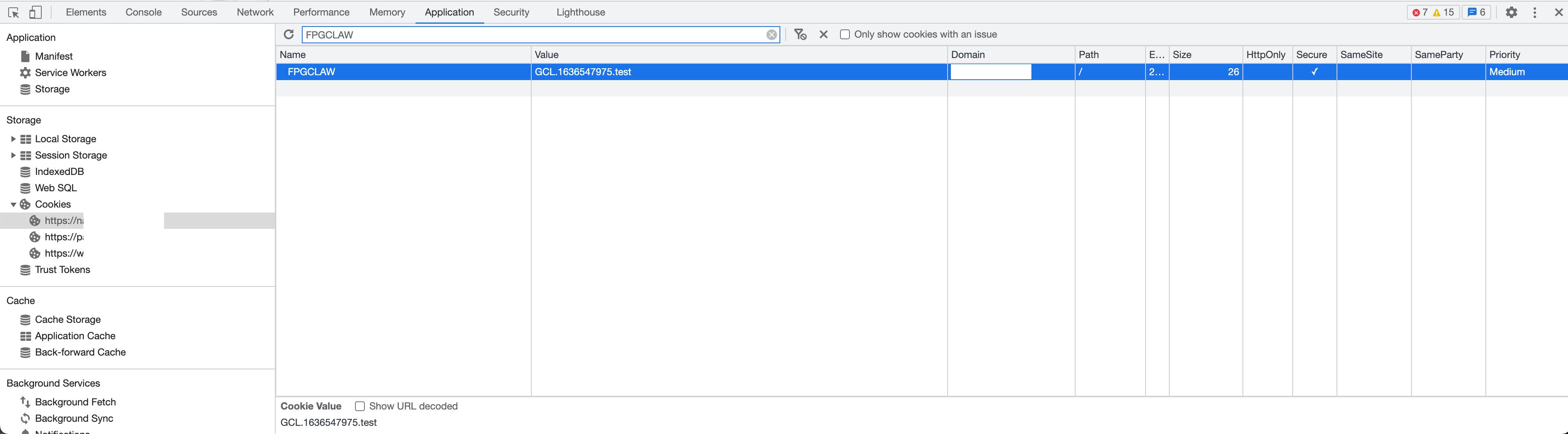 Search for the FPGCLAW cookie