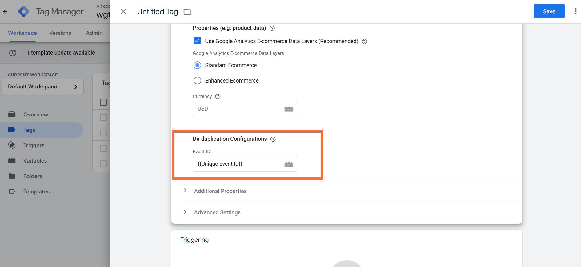 De-duplication Configurations