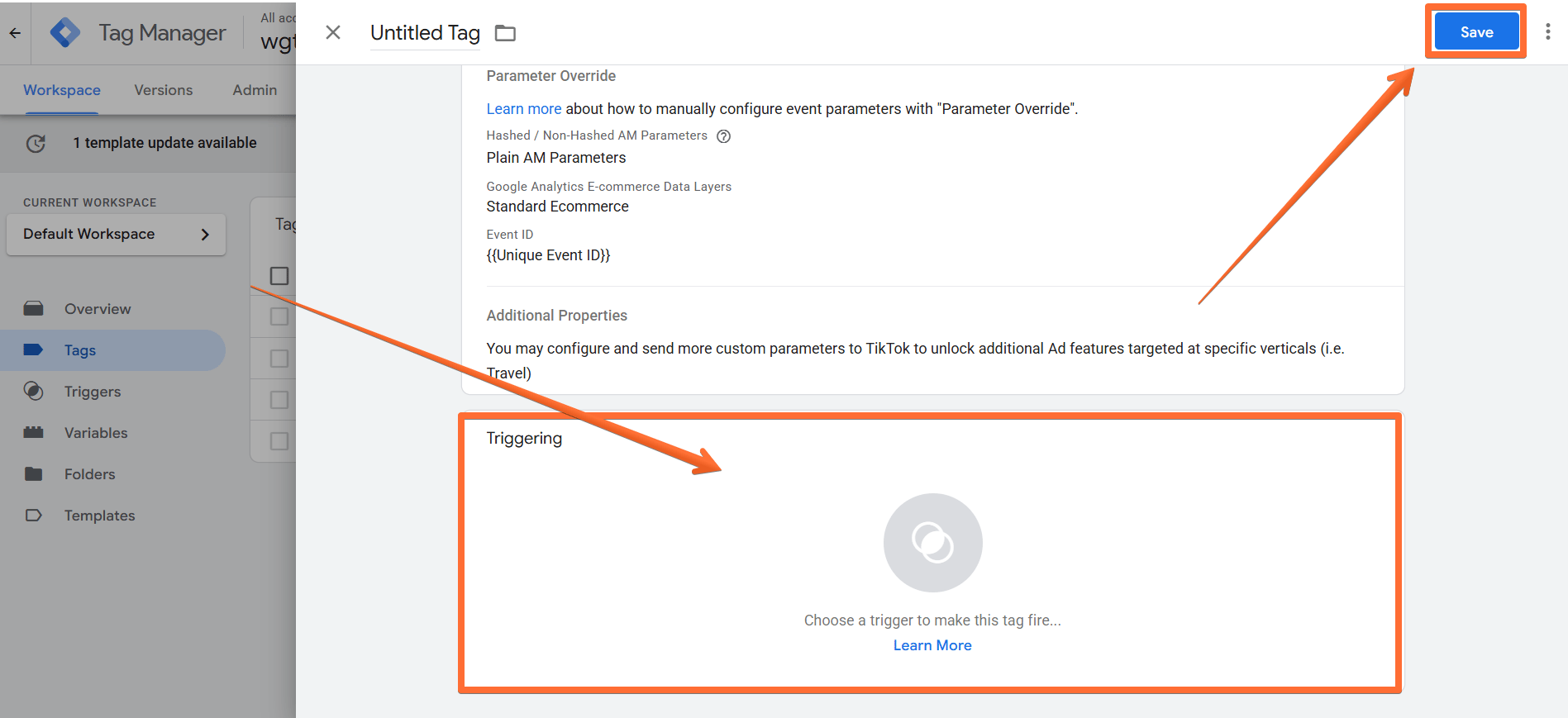 Complete the rest of the tag's setup