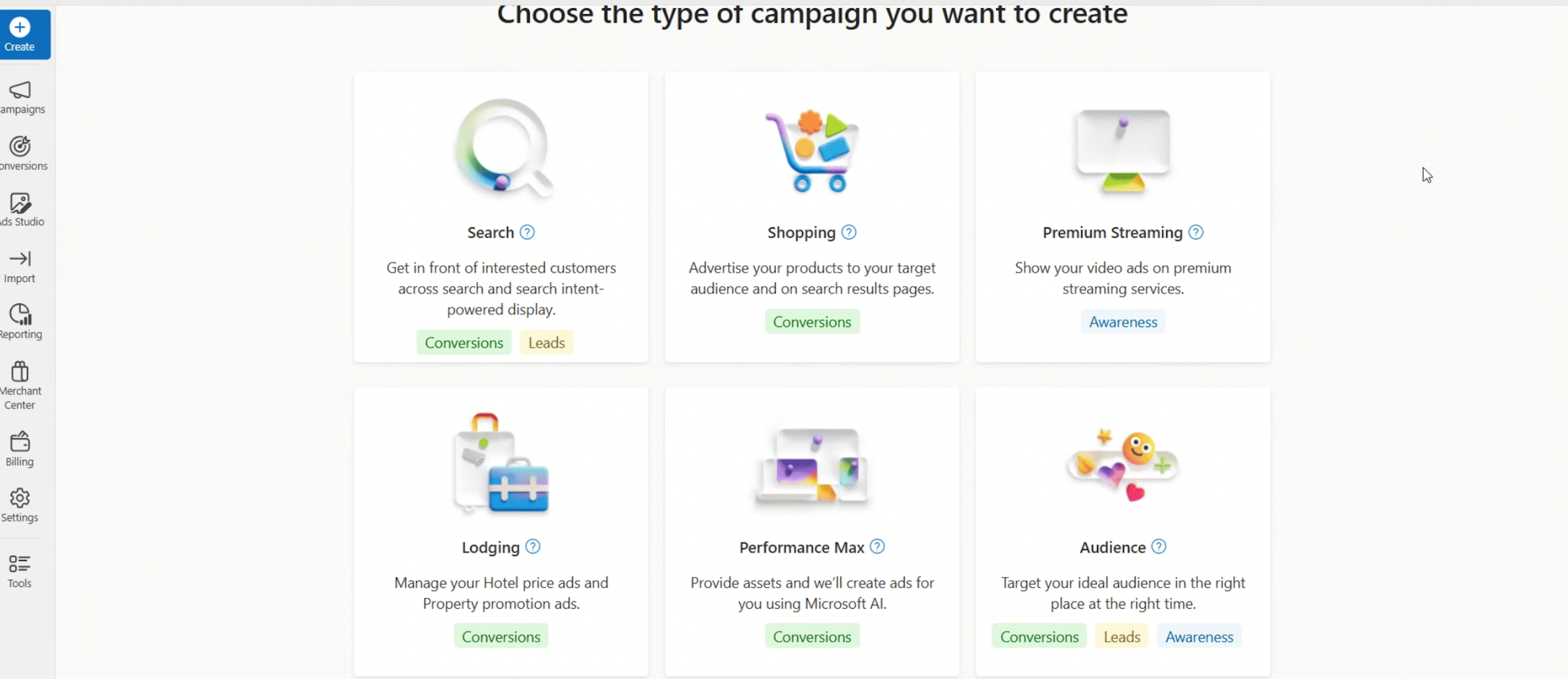 Microsoft Ads campaign types