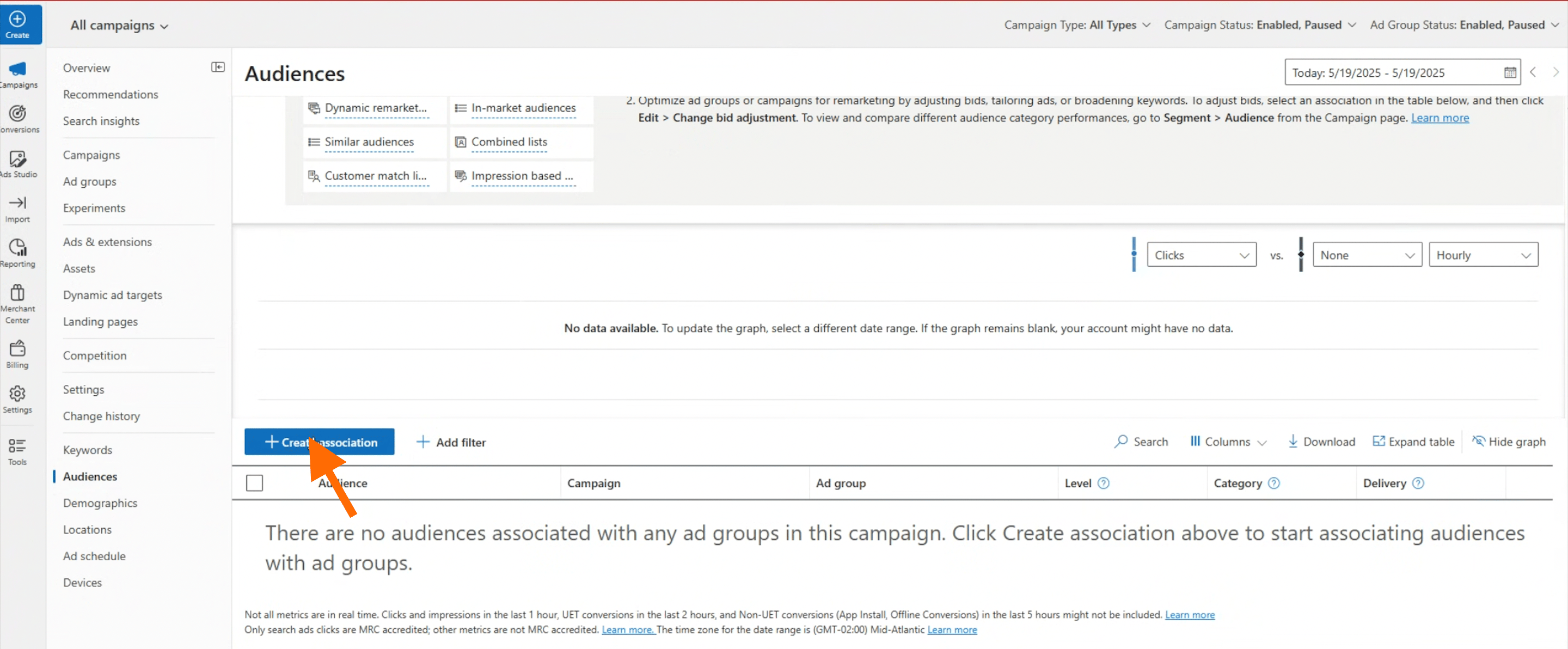 Create audience in Microsoft Ads