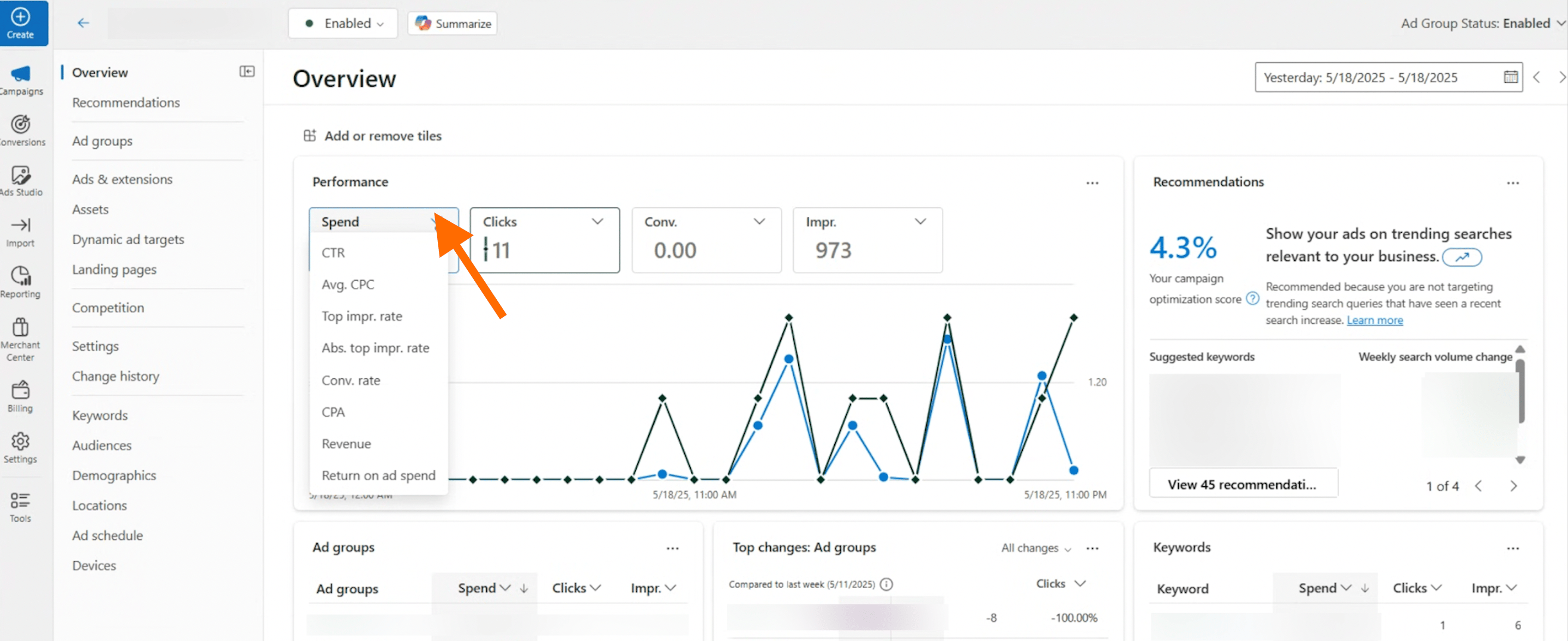 Metrics in Microsoft Ads