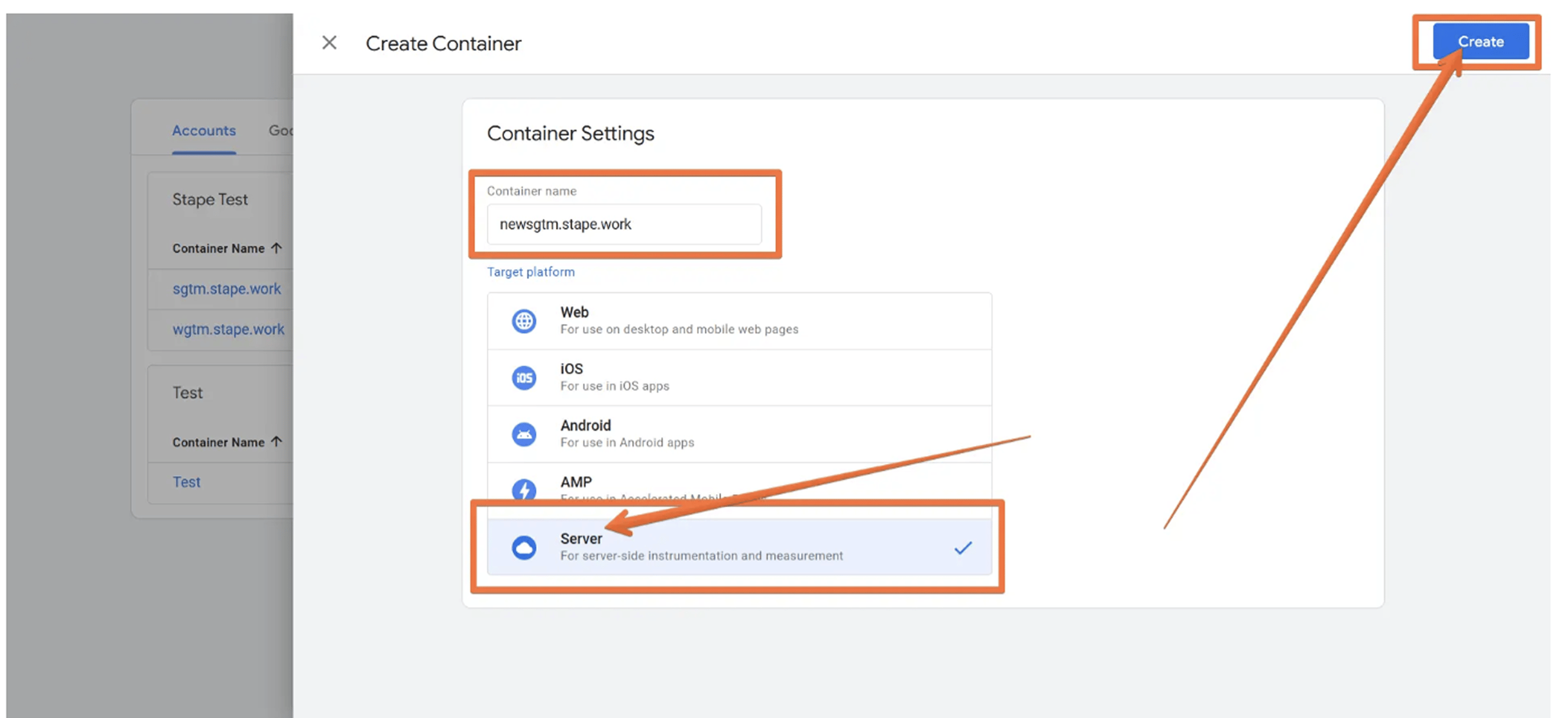 Crear contenedor sGTM