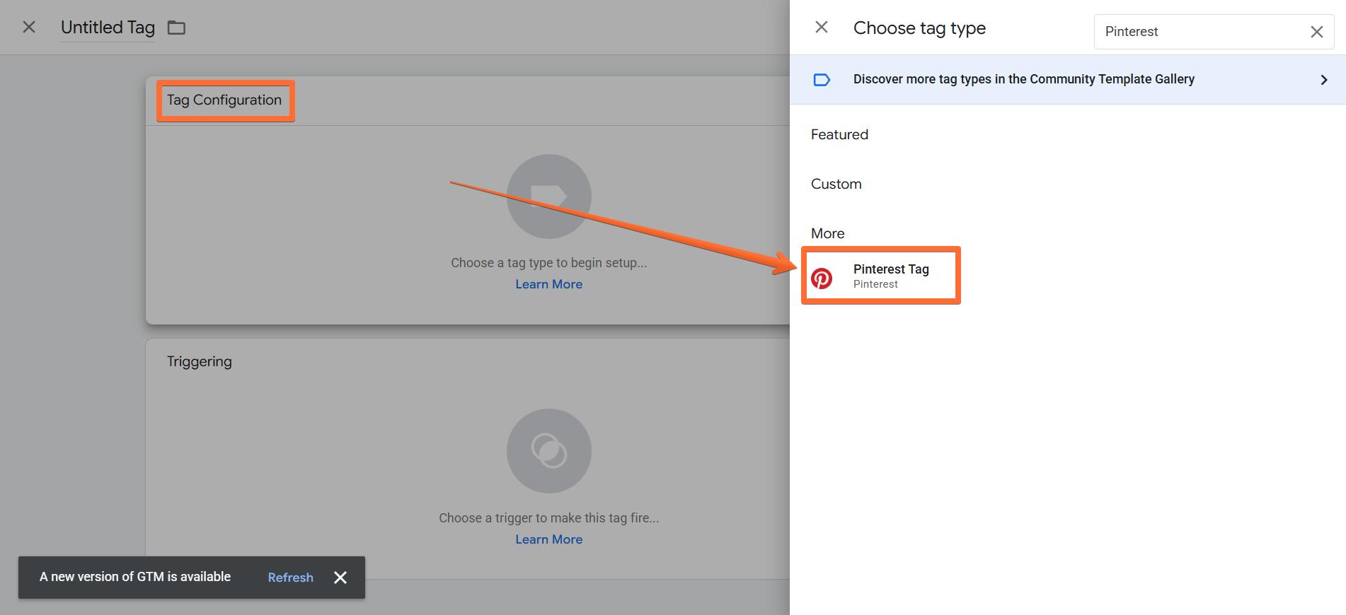 Search for Pinterest Tag