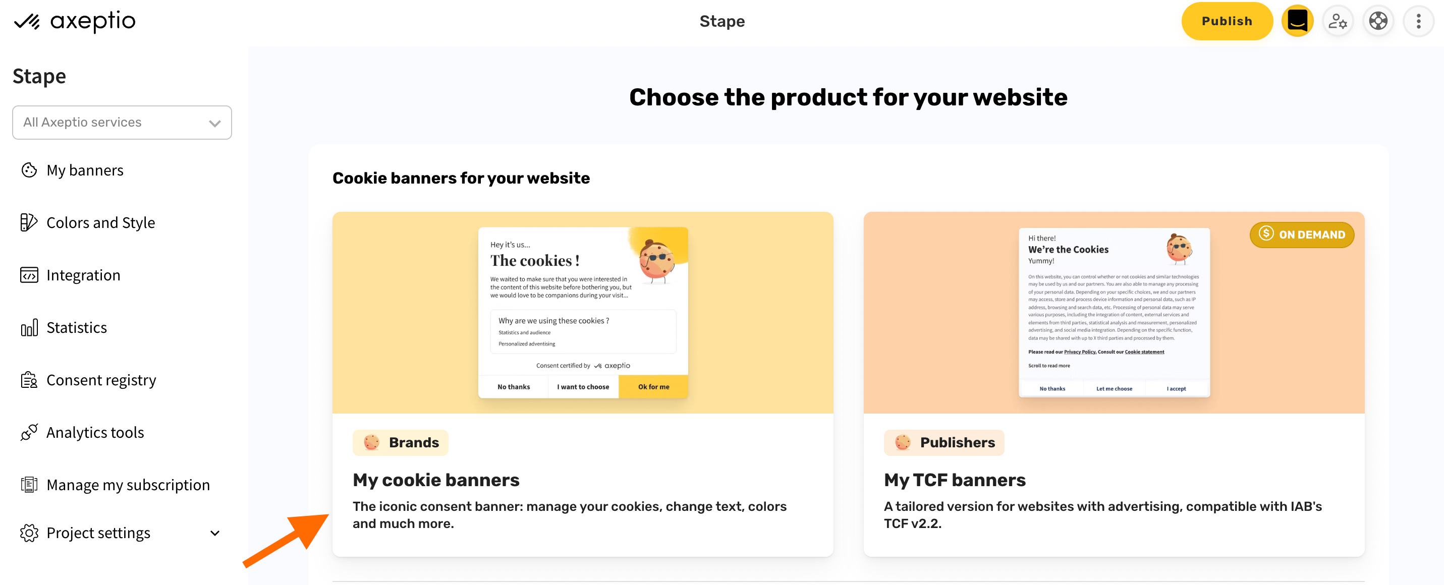 My cookie banners in Axeptio
