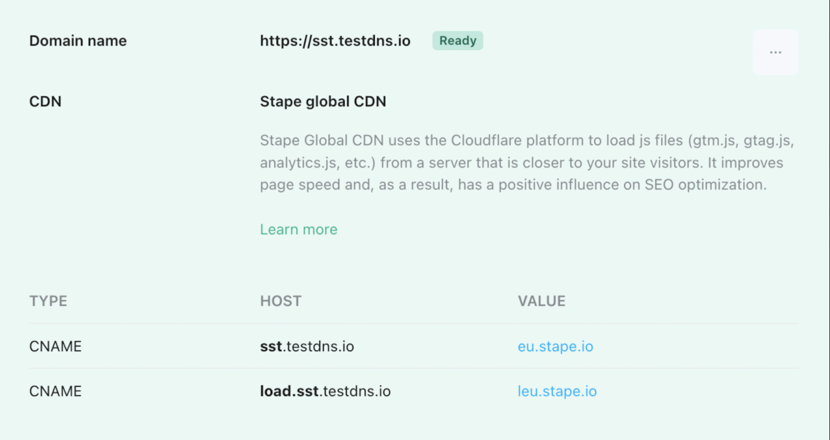 Custom domain in Stape admin