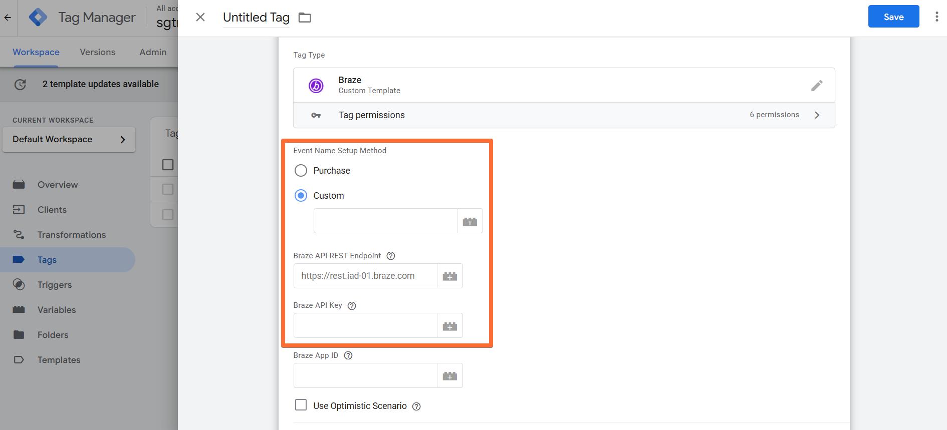 Braze tag configs