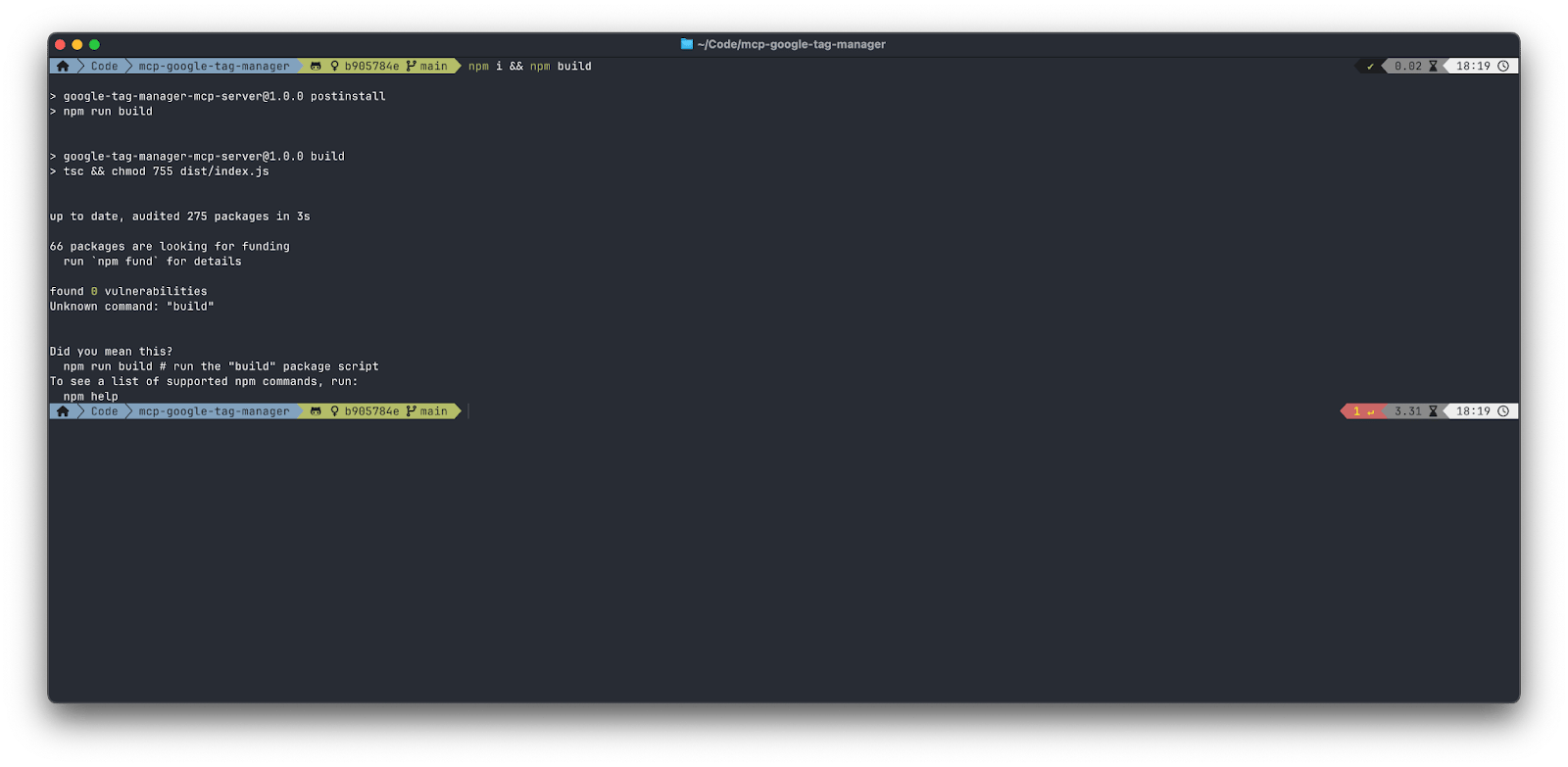 Eseguire i comandi npm install &amp;&amp; npm build