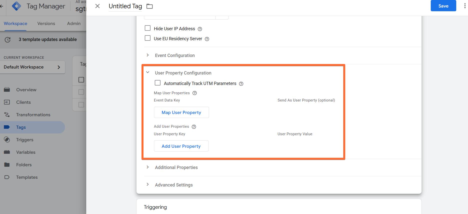 User Property Configurations