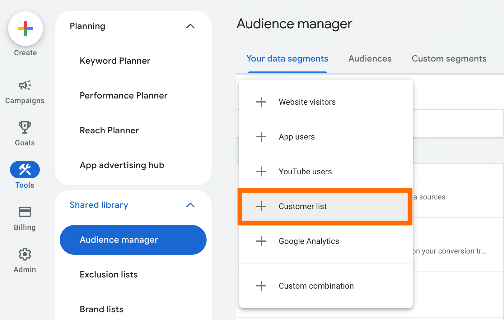 Create Customer List in Google Ads
