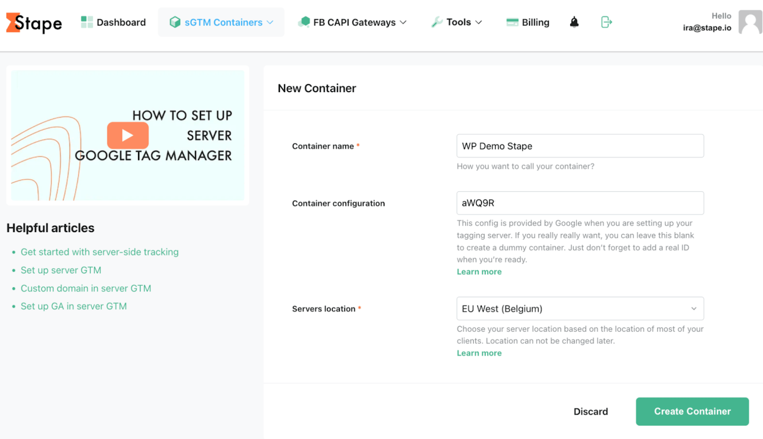New container configurations