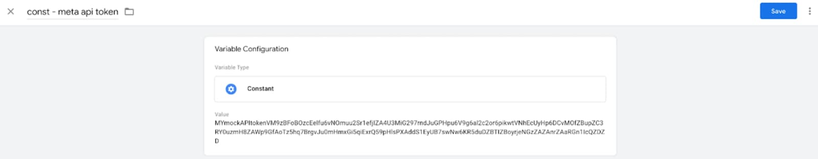 Meta API token - GTM variable