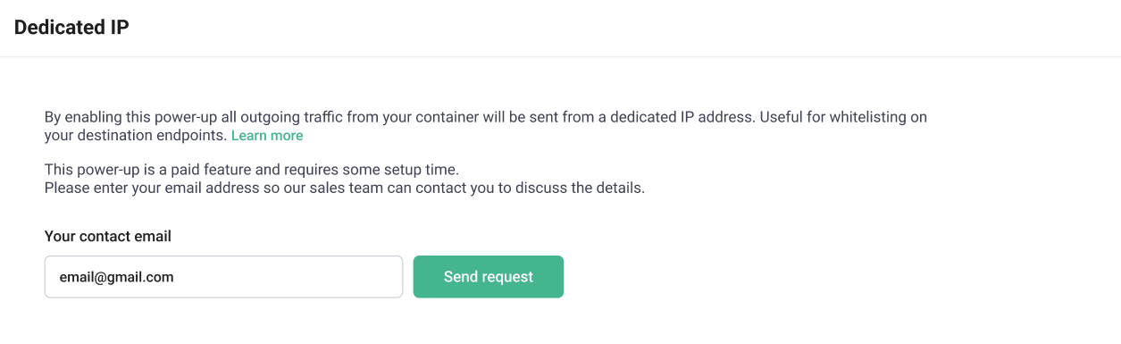 Dedicated IP power-up