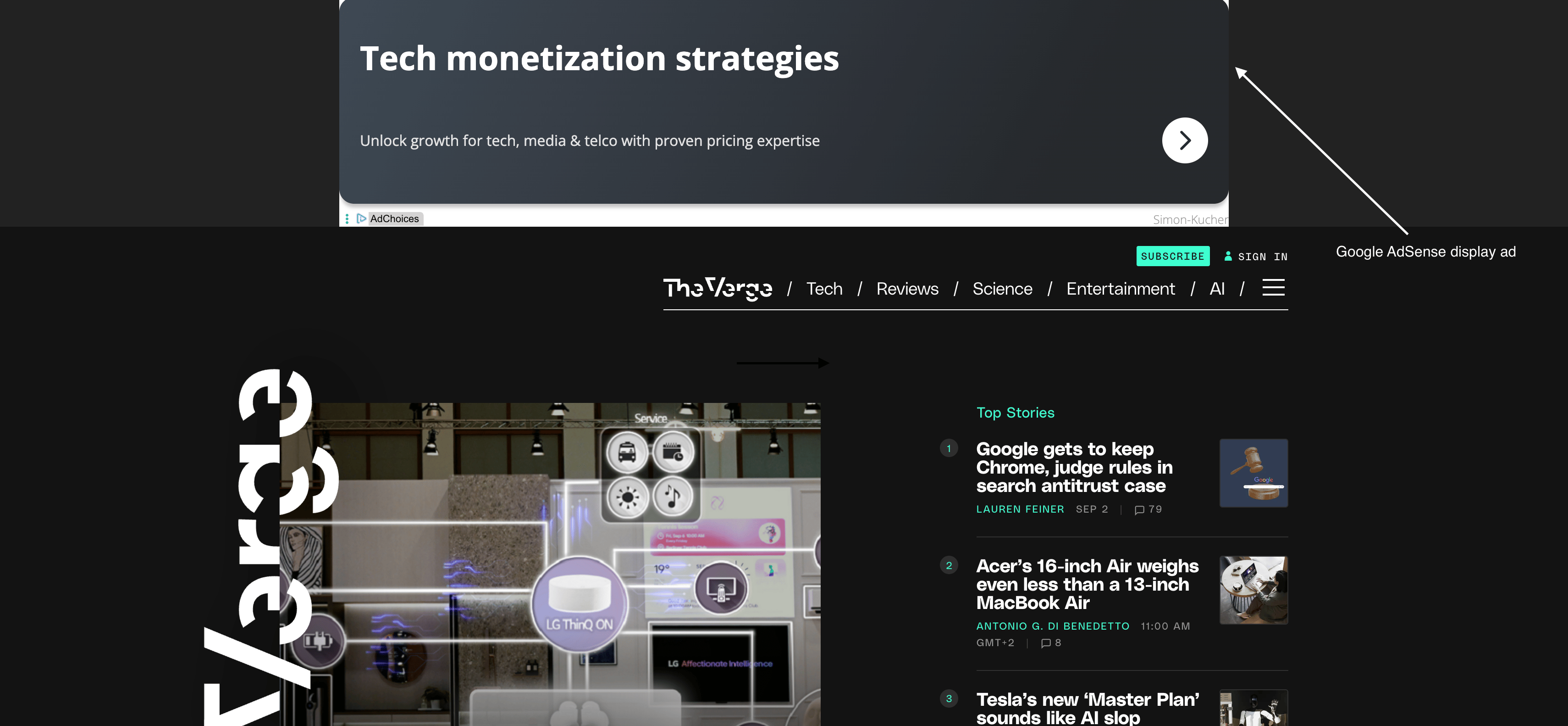 Google AdSense display ad