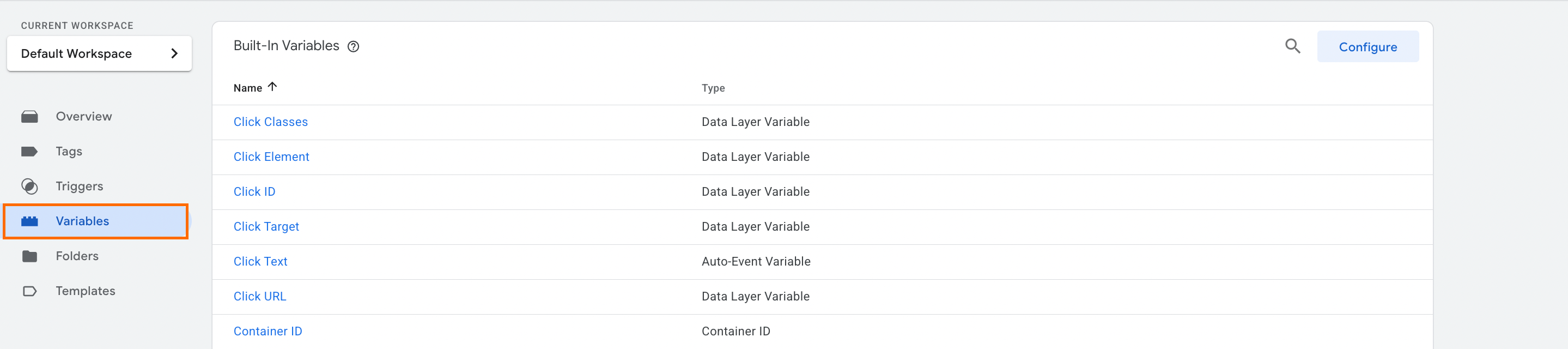 Variables dans GTM