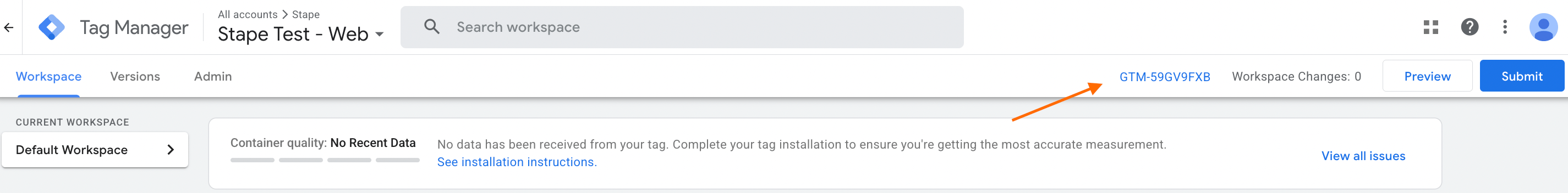 ID du conteneur web GTM